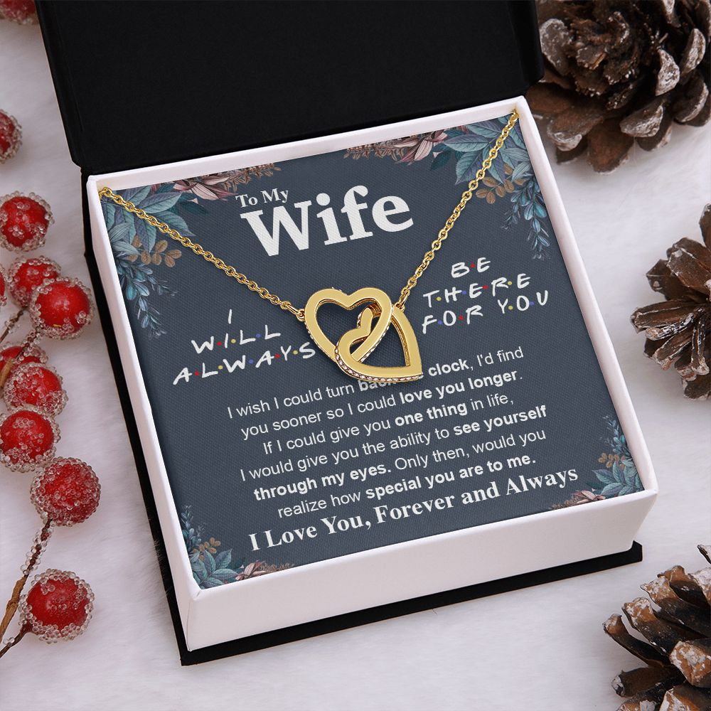 To My Wife Necklace To My Future Wife Necklace Gifts, Promise Necklace For Her, Fiance Gifts For Her, Anniversary Necklace Gifts For Soulmate From Husband With Message Card Box LED, Soulmate Necklace For Women, To My Wife Necklace Interlocking Heart