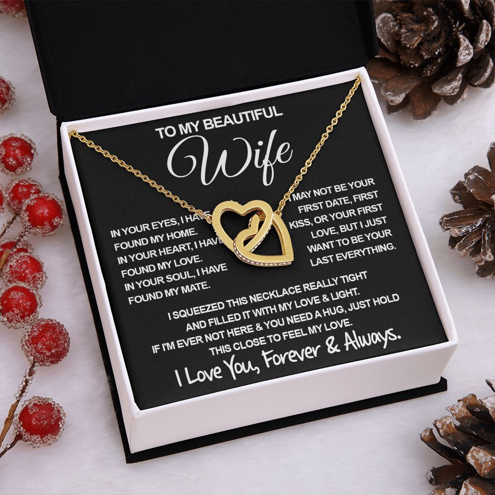 To My Beautiful Wife Necklace, Soulmate Jewelry For Women, Wife Necklace From Husband, Soulmate Valentine Gifts Necklace For Wife, Soulmate Gifts For Her, To My Future Wife Necklace Soulmate Interlocking Heart