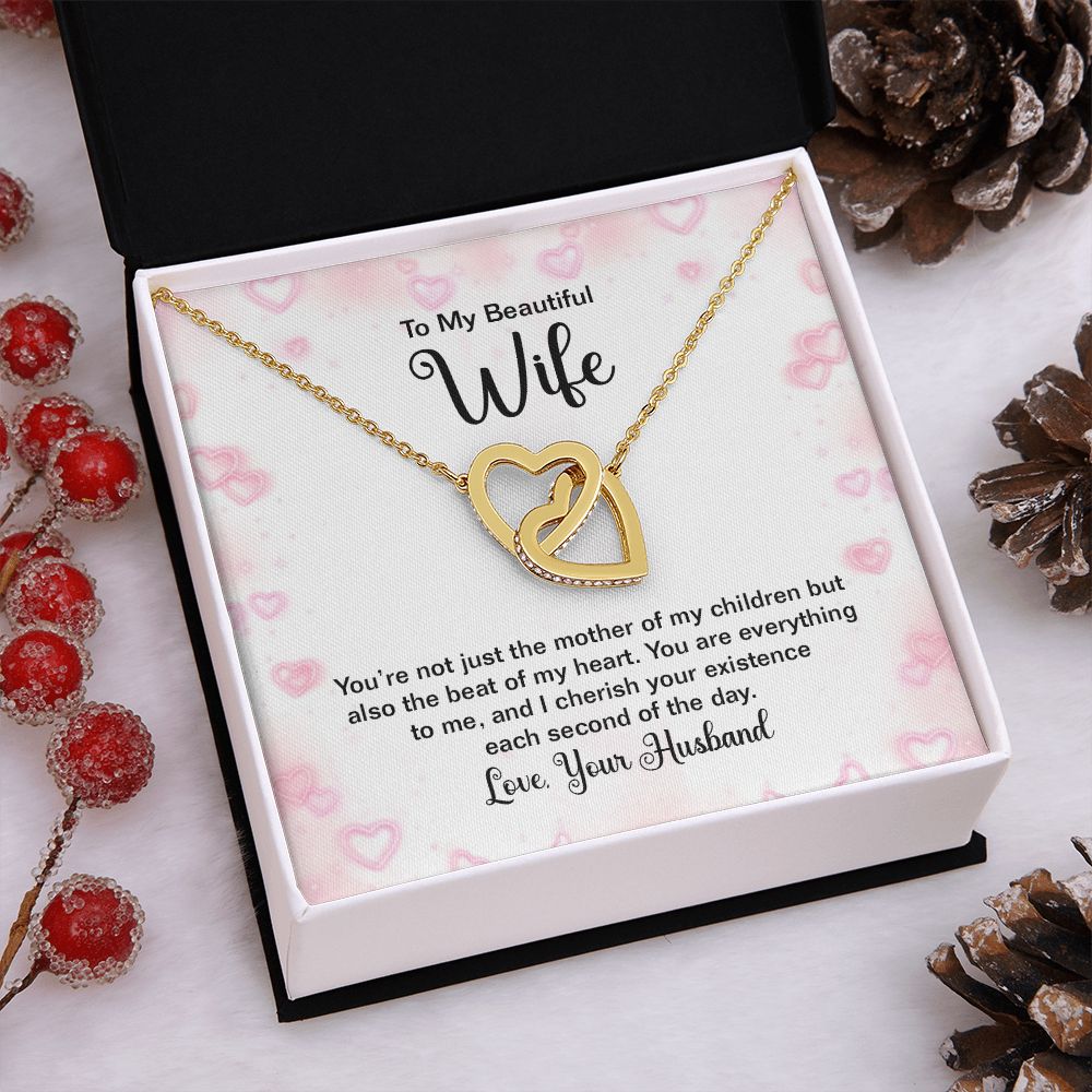 Couples Gifts Necklace To My Beautiful Wife Necklace Gifts For My Wife, Love Knot Meaningful Necklace Message Card and Gift Box Styles on Birthday, Christmas, Anniversary Interlocking Heart