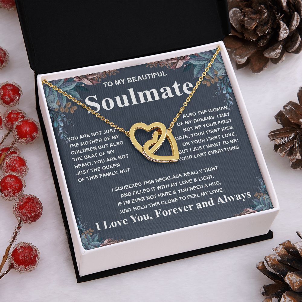 Gifts For Soulmate Birthday Gifts From Husband Necklace Valentines Days, Necklace for Future Soulmate, Birthday Wedding Jewelry for Wife Necklace Gifts from Husband - Soulmate Gift Necklace with Message Card and Gift Box Interlocking Heart