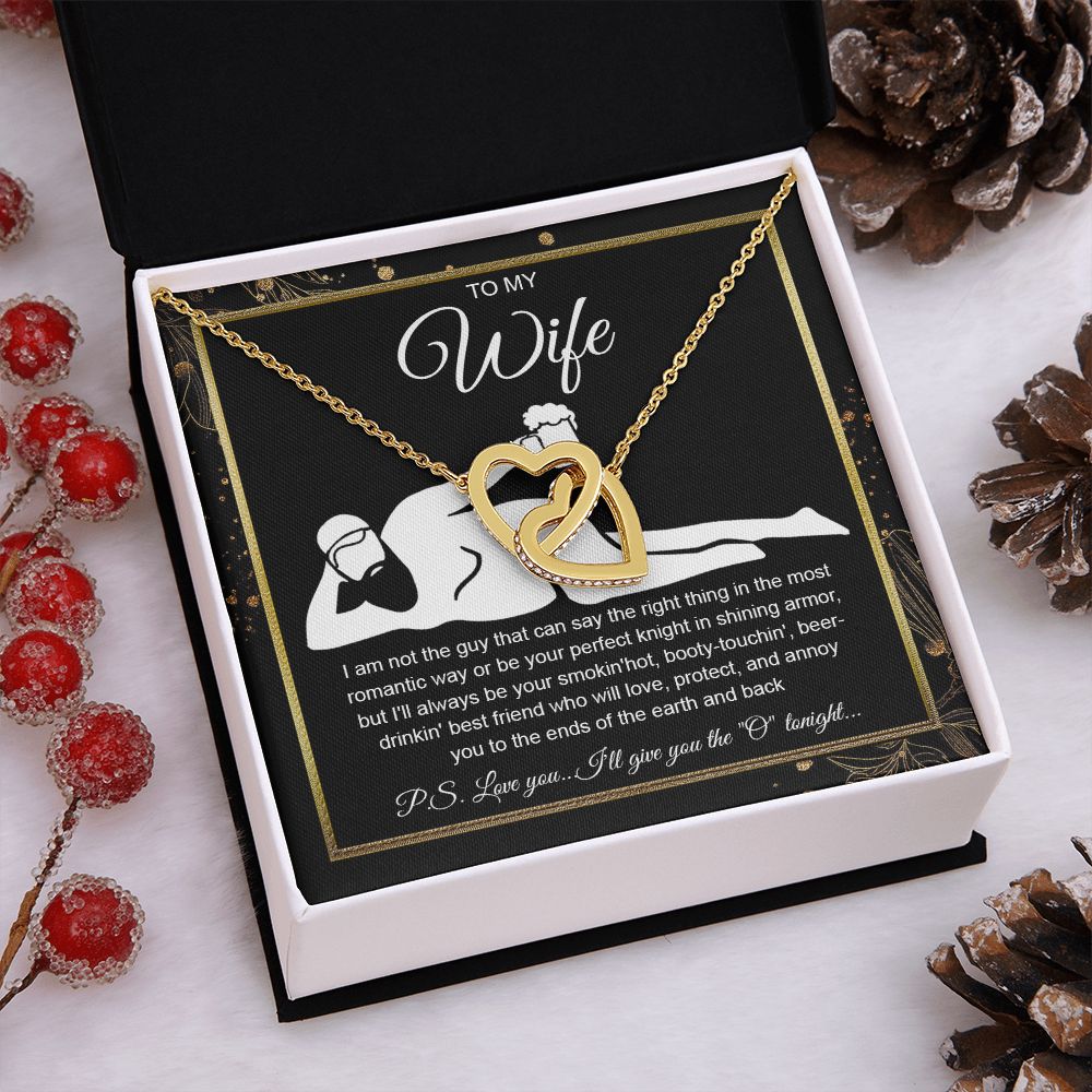 To My Wife Necklace For Women, Funny Gifts For Girlfriend,Valentine Christmas Presents For Girlfriend, Best Birthday Meaningful Gift Ideas For Wife, Women Romantic Jewelry For Her Wedding Message Card and Gift Box Styles Interlocking Heart