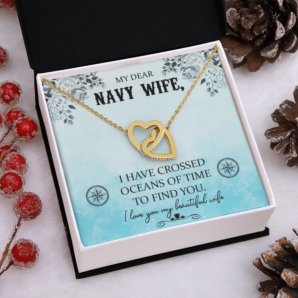 Couples Gifts, Dear Wife Necklace Gifts From Husband, Wedding Anniversary Jewelry For Wife From Husband, Wife Birthday From Husband, To My Beautiful Wife Girlfriend Message Card and Gift Box styles On Birthday, Christmas, Anniversary  Interlocking Heart