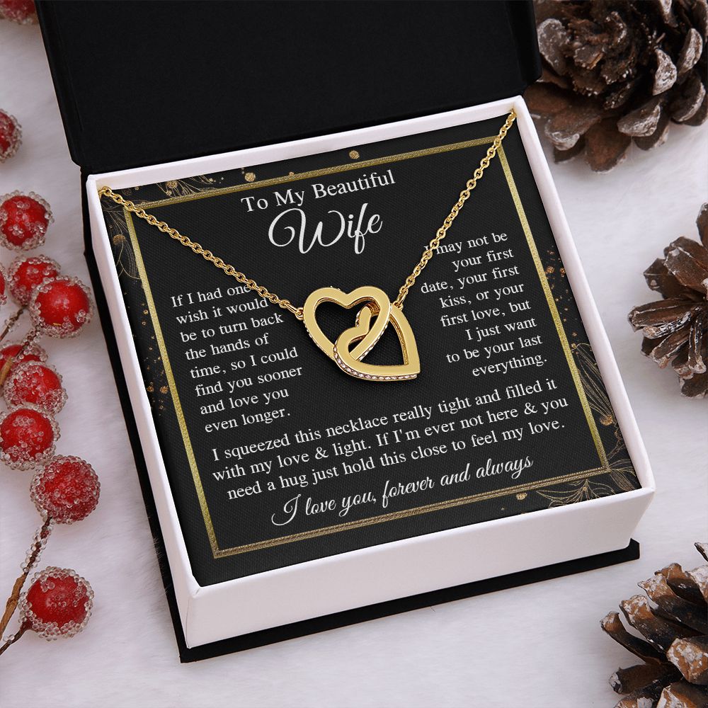 Wife Necklace Gift for Her, Soulmate Jewelry, Necklace for Future Wife, Valentine Jewelry for Wife Necklace Gifts from Husband - Soulmate Gift Necklace with Message Card and Gifts Box Interlocking Heart