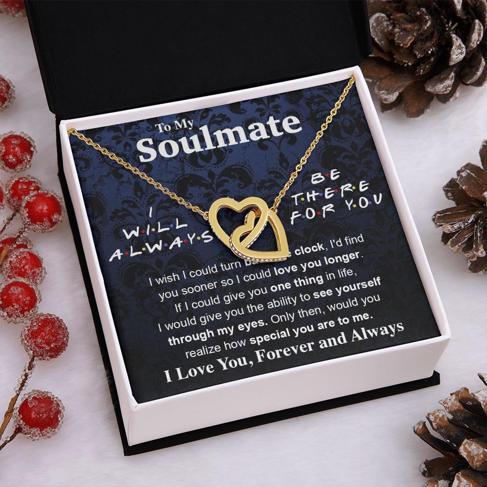 To My Soulmate Necklace To My Future Wife Necklace Gifts, Promise Necklace For Her, Fiance Gifts For Her, Valentine Necklace Gifts For Soulmate From Husband With Message Card Box LED, Soulmate Necklace For Women, To My Wife Necklace Interlocking Heart