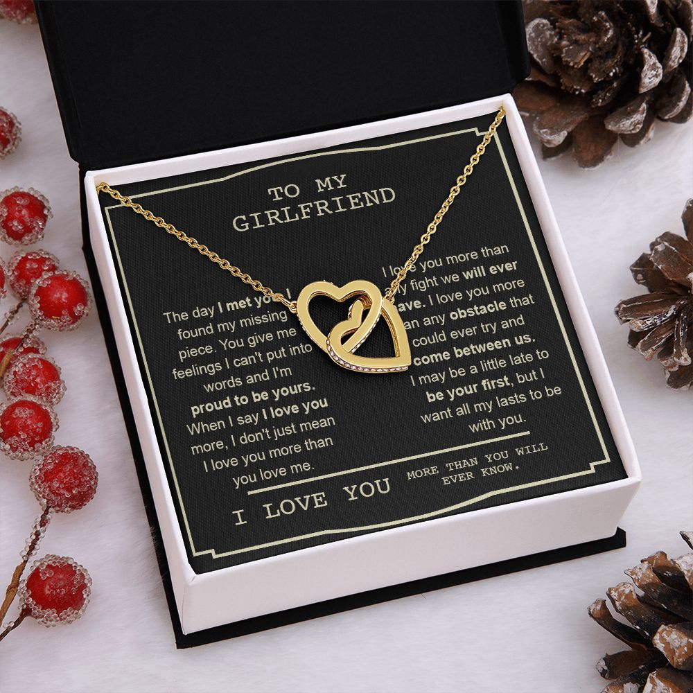 Couples Gifts, To My Boyfriend Necklace Gifts From Husband, Wedding Anniversary Jewelry For Wife From Husband, Necklace Customer Name Message Card and Gift Box styles On Birthday, Christmas, Anniversary Interlocking Heart