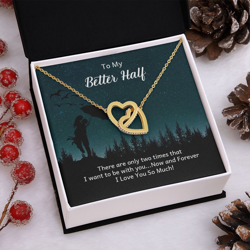 Couples Gifts Necklace To My Better Half Necklace Gifts For My Wife, I Love You, Happy Anniversary My Love, Love Knot Meaningful Necklace Message Card and Gift Box Styles on Birthday, Christmas, Anniversary Interlocking Heart