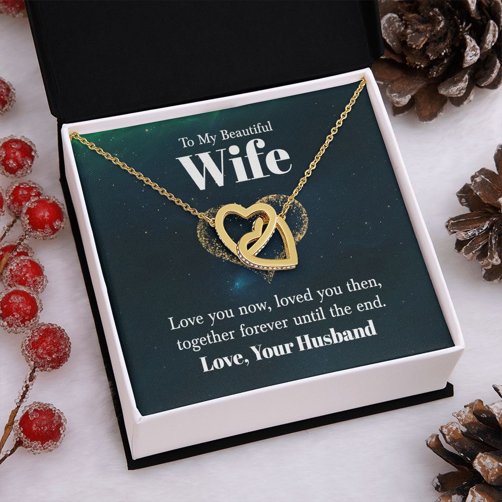 Wife Necklace Gifts From Husband, Wedding Anniversary For Wife From Husband, Wife Birthday From Husband, Necklaces For Wife From Husband, Love Knot Meaningful Necklace Message Card and Gift Box Styles on Birthday, Christmas, Anniversary  Interlocking Hear