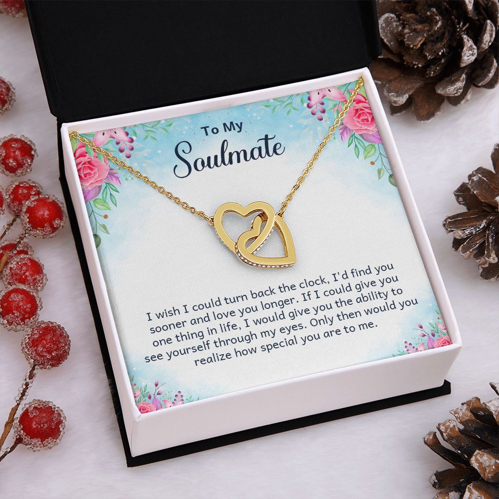Couples Gifts Necklace To My Soulmate Necklace Gifts For My Wife, Love Knot Meaningful Necklace Message Card and Gift Box Styles on Birthday, Christmas, Anniversary Interlocking Heart