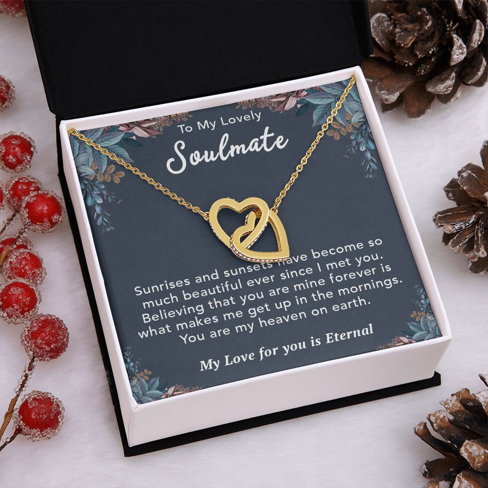 To My Lovely Soulmate Necklace Gift From Husband To My Badass Wife Pendant Birthday Jewelry with Message Card and Gift Box. Gift for Wife. Necklace Gift Set for Wife Necklace Gifts Box Gift Box Styles Interlocking Heart