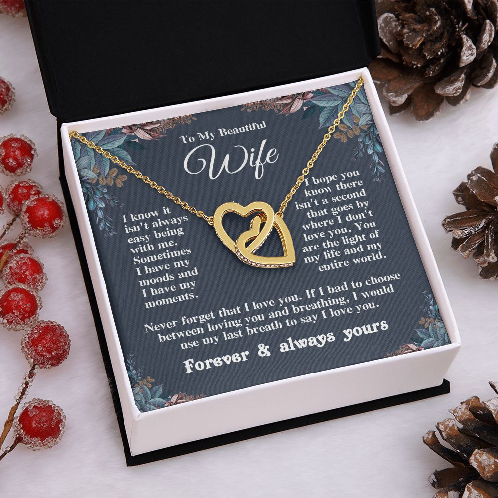 Valentine Gifts for Wife Necklace from Husband, Gifts for Wife from Husband, Birthday Gifts for Her Gifts Soulmate Message Card and Necklace Gift Box Gift Box Styles on Birthday, Wedding, Anniversary, Valentine Interlocking Heart