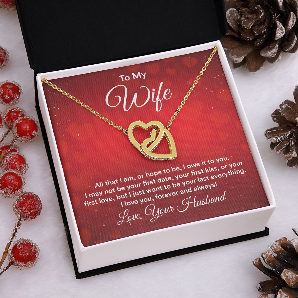 Couples Gifts,My Wife Necklace Gifts From Husband, Wedding Anniversary Jewelry For Wife From Husband, Wife Birthday From Husband, To My Soulmate Message Card and Gift Box styles On Birthday, Christmas, Anniversary  Interlocking Heart