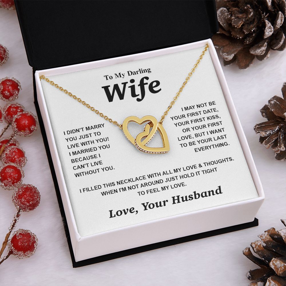 Valentine Gifts for Wife Necklace from Husband- Gifts for Wife from Husband, Birthday Gifts for Her Gifts Soulmate Message Card and Necklace Gift Box Gift Box Styles on Birthday, Wedding, Anniversary, Valentine Interlocking Heart