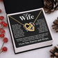 Couples Gifts Necklace To My Wife Necklace Birthday Christmas Jewelry Romantic Gifts For My Wife Pendant Jewelry with Message Card and Box Necklaces for Women Valentines Day Happy Anniversary Wedding Present Interlocking Heart