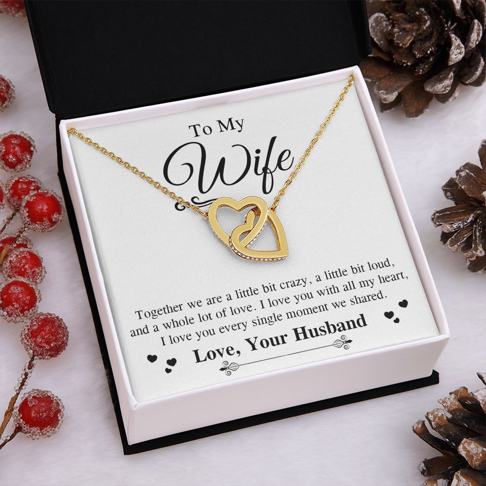 Valentine To My Soulmate Necklace Gifts for Wife from Husband, Soulmate Anniversary Gifts, Gift for Soulmate Necklace Message Card and Necklace Gift Box Gift Box Styles on Birthday, Wedding, Anniversary, Valentine Interlocking Heart