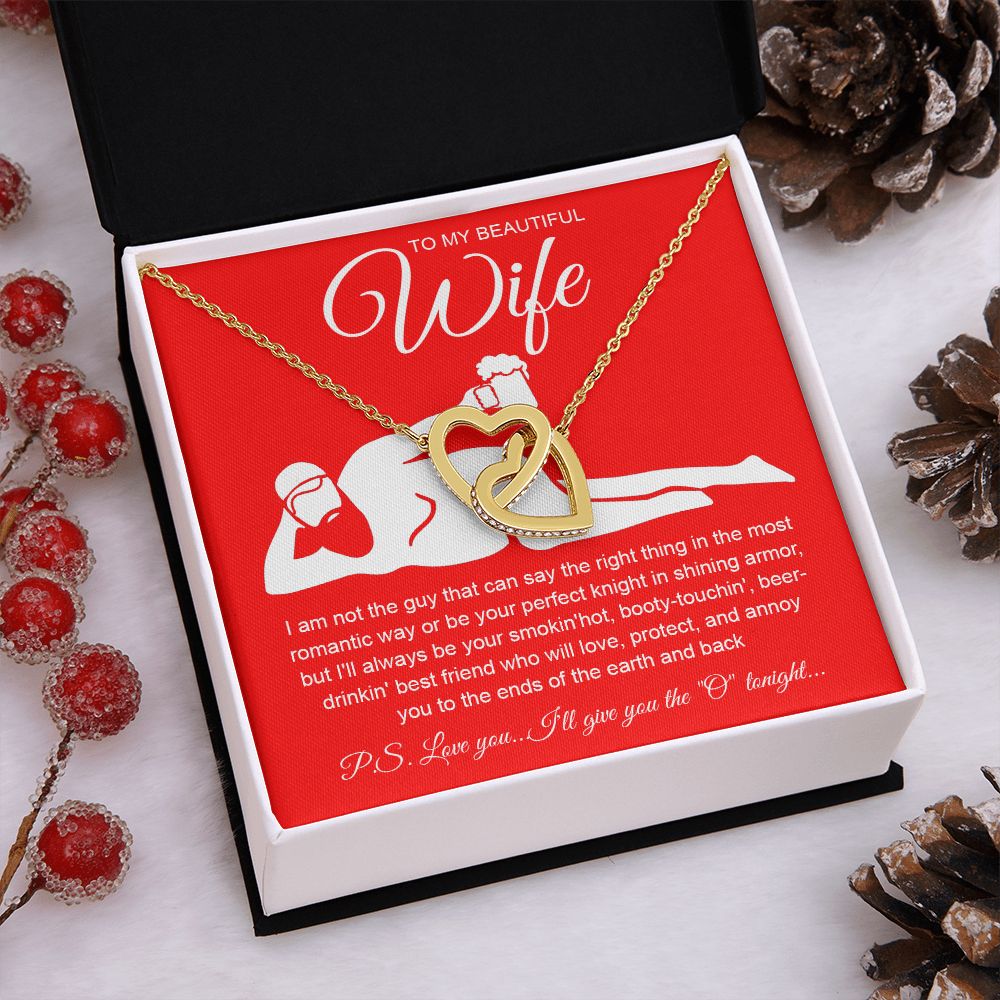 To My Beautiful Wife Necklace For Women, Funny Gifts For Girlfriend,Valentine Presents For Girlfriend, Best Birthday Meaningful Gift Ideas For Wife, Women Romantic Jewelry For Her Anniversary Message Card and Gift Box Styles Interlocking Heart