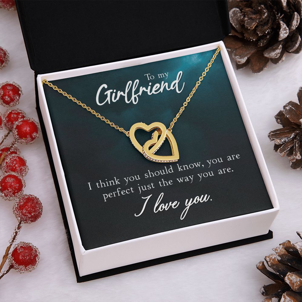 To My True Girlfriend Necklace, Brother to Sister, Birthday For Sister from Brother, I Love You, Love Knot Meaningful Necklace Message Card and Gift Box Styles on Birthday, Christmas, Anniversary Interlocking Heart