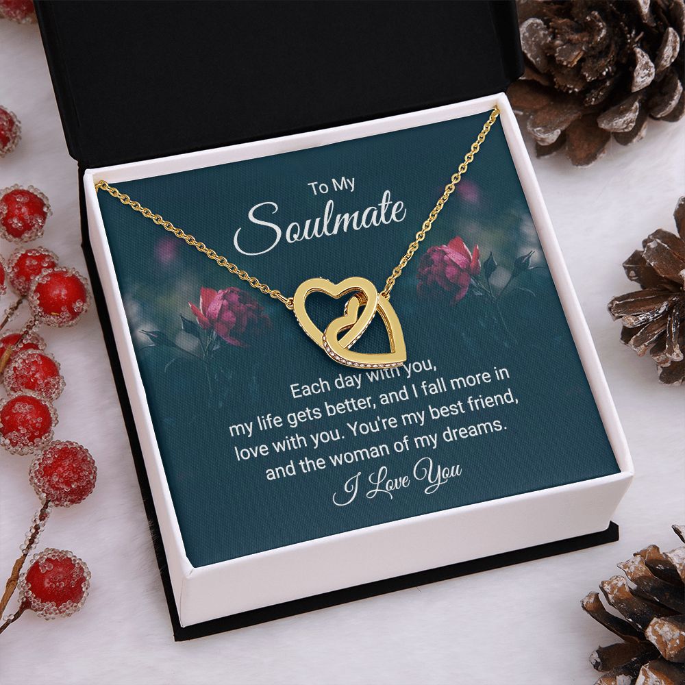 To My Soulmate Necklace for her Jewelry For Her Couples Gifts Necklaces For Soul Mate Christmas Jewelry, Dear Wife, Forever & Always, Love Knot Meaningful Necklace Message Card and Gift Box Styles on Birthday, Christmas, Anniversary Interlocking Heart