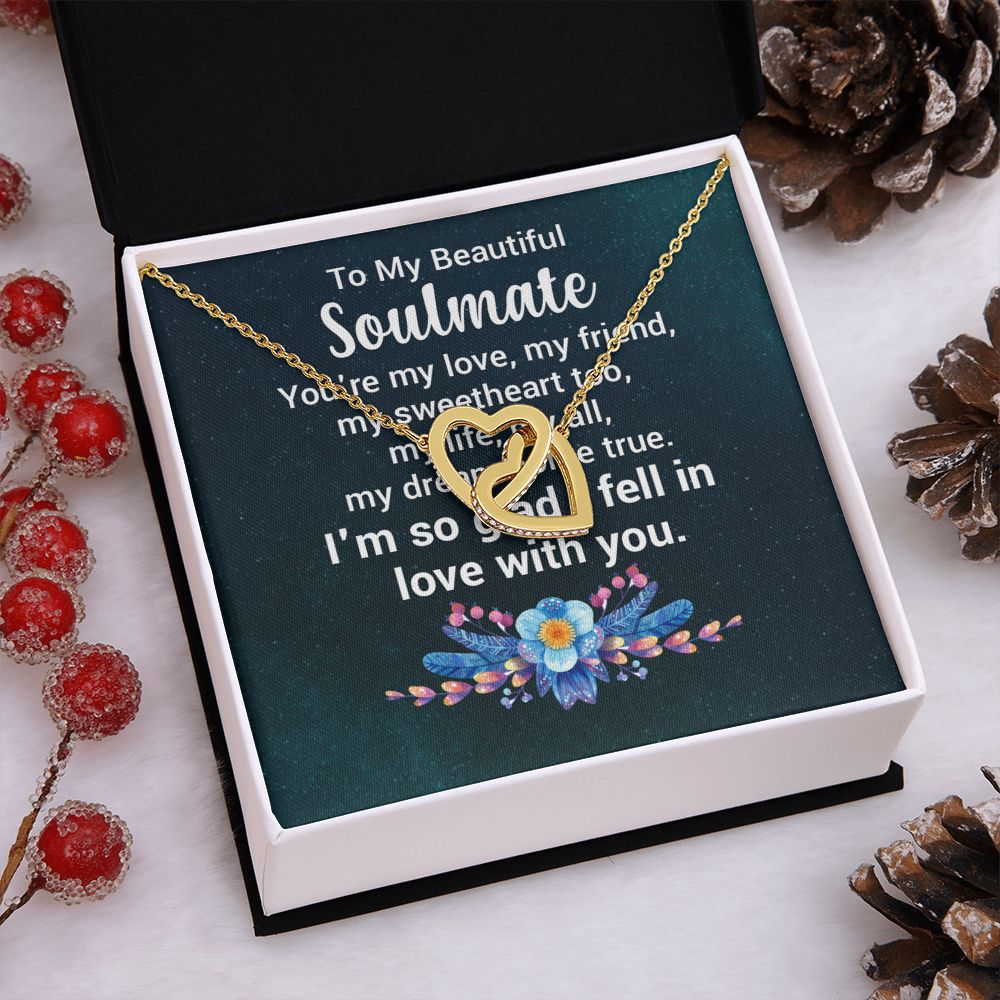 Couples Gifts, Beautiful Soulmate Necklace Gifts From Husband, Wedding Anniversary Jewelry For Wife From Husband, Wife Birthday From Husband, To My Unbiological Sister Message Card and Gift Box styles On Birthday, Christmas, Anniversary  Interlocking Hear
