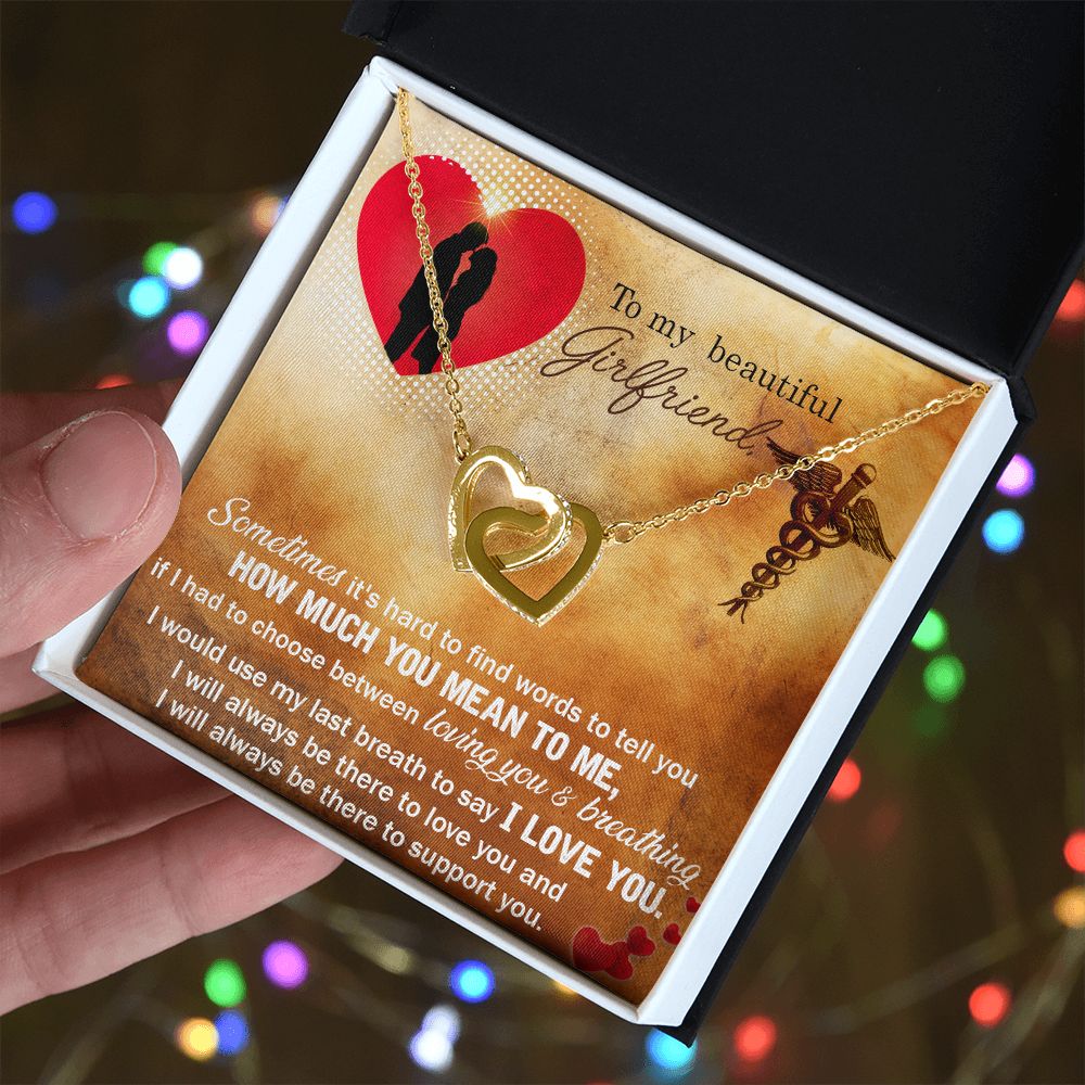 Couples Gifts, Nusre Wife Necklace Gifts From Husband, Wedding Anniversary Jewelry For Wife From Husband, Wife Birthday From Husband, To My Beautiful Girlfriend Message Card and Gift Box styles On Birthday, Christmas, Anniversary  Interlocking Heart