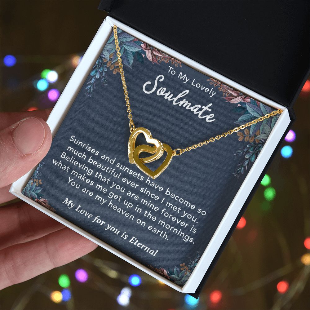 To My Lovely Soulmate Necklace Gift From Husband To My Badass Wife Pendant Birthday Jewelry with Message Card and Gift Box. Gift for Wife. Necklace Gift Set for Wife Necklace Gifts Box Gift Box Styles Interlocking Heart