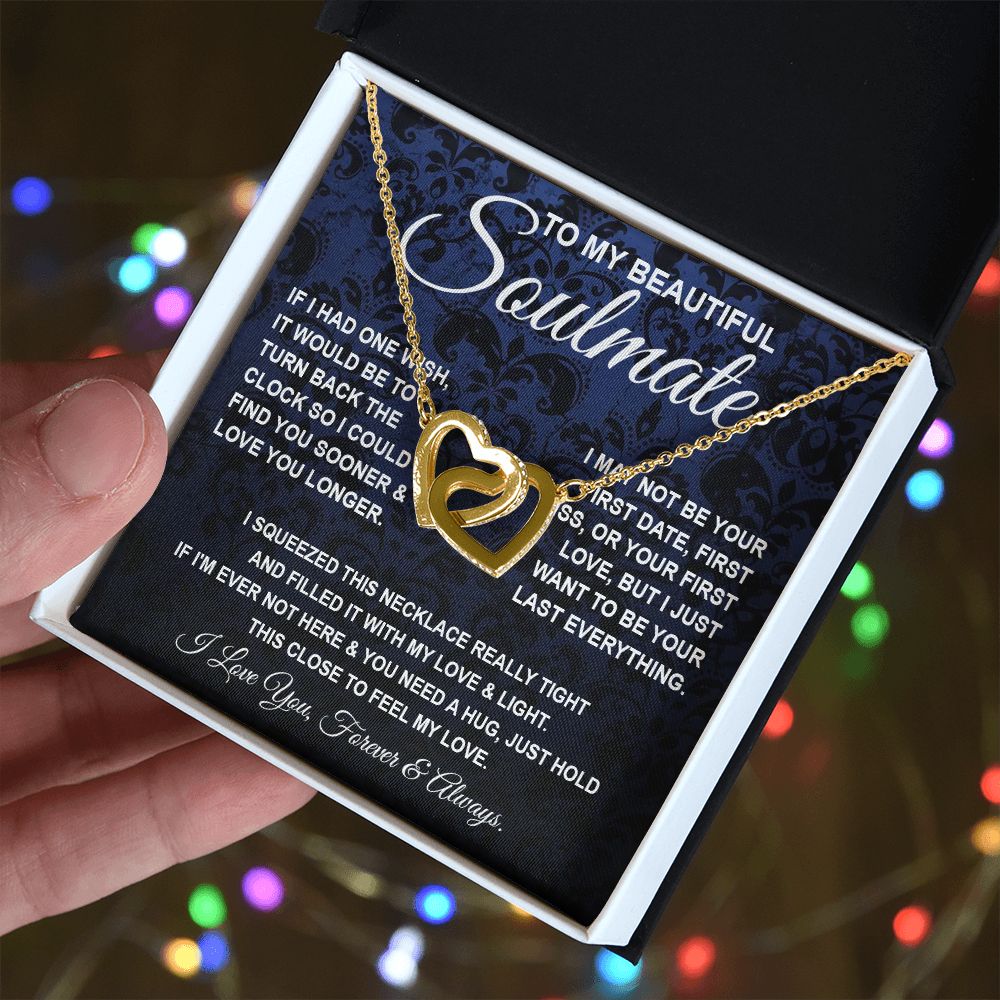 To My Beautiful Soulmate Necklace, Soulmate Jewelry For Women, Wife Necklace From Husband, Soulmate Gift For Her, To My Future Soulmate Necklace Message Card and Necklace Gift Box Gift Box Styles on Birthday, Wedding, Anniversary, Valentine Interlocking H