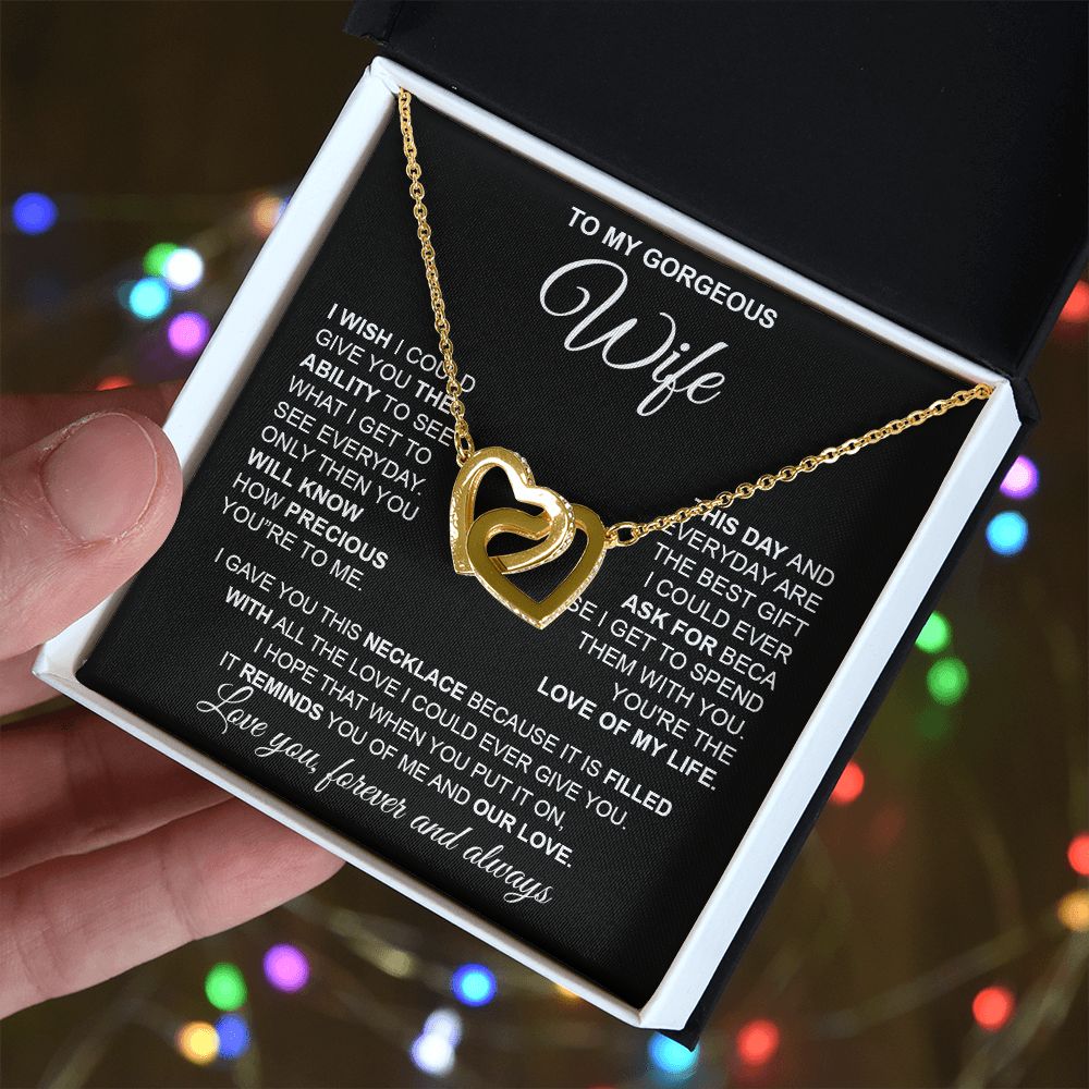 to My Wife Necklace from Husband, Necklaces for Wife from Husband, to My Soulmate Necklace for Women, Soulmate Jewelry for Wife Valentine Jewelry Gifts for Wife Birthday Gifts from Husband Interlocking Heart