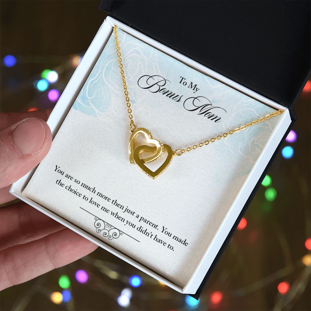 My Bonus Mom Necklace, Dear Mom, Mother's Day Necklace, Gift for Mom from Daughter, Son, Amazing Mom, Perfect Mother Mother's Day Gift, Love Knot Necklace Message Card and Gift Box Styles on Birthday, Christmas, Anniversary  Interlocking Heart