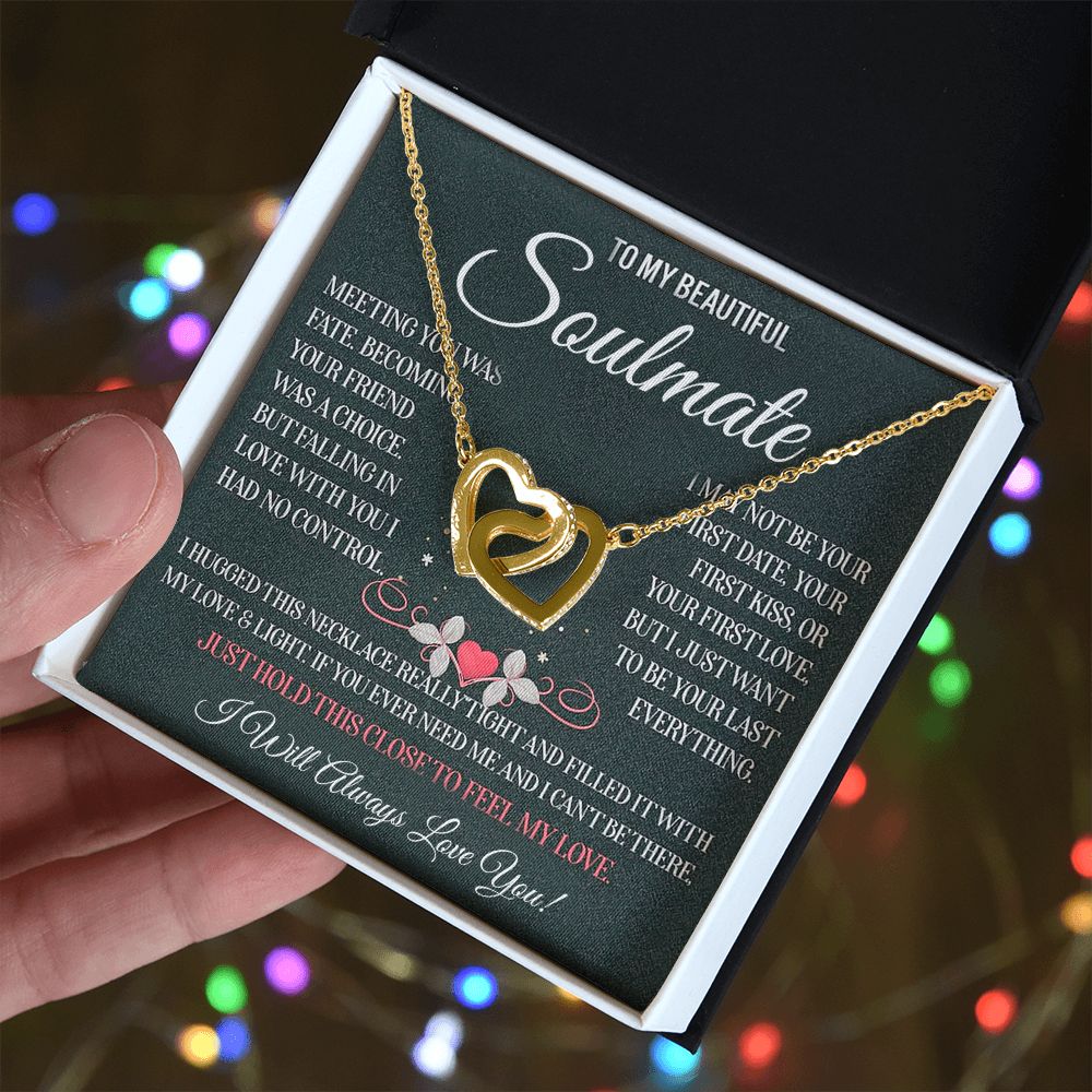 My Beautiful Soulmate Necklace Future Wife Gifts, Promise Necklace For Her, Fiance Gifts For Her, Valentine Gifts For Soulmate With Message Card Box LED, Soulmate Necklace For Women, To My Wife Necklace Interlocking Heart