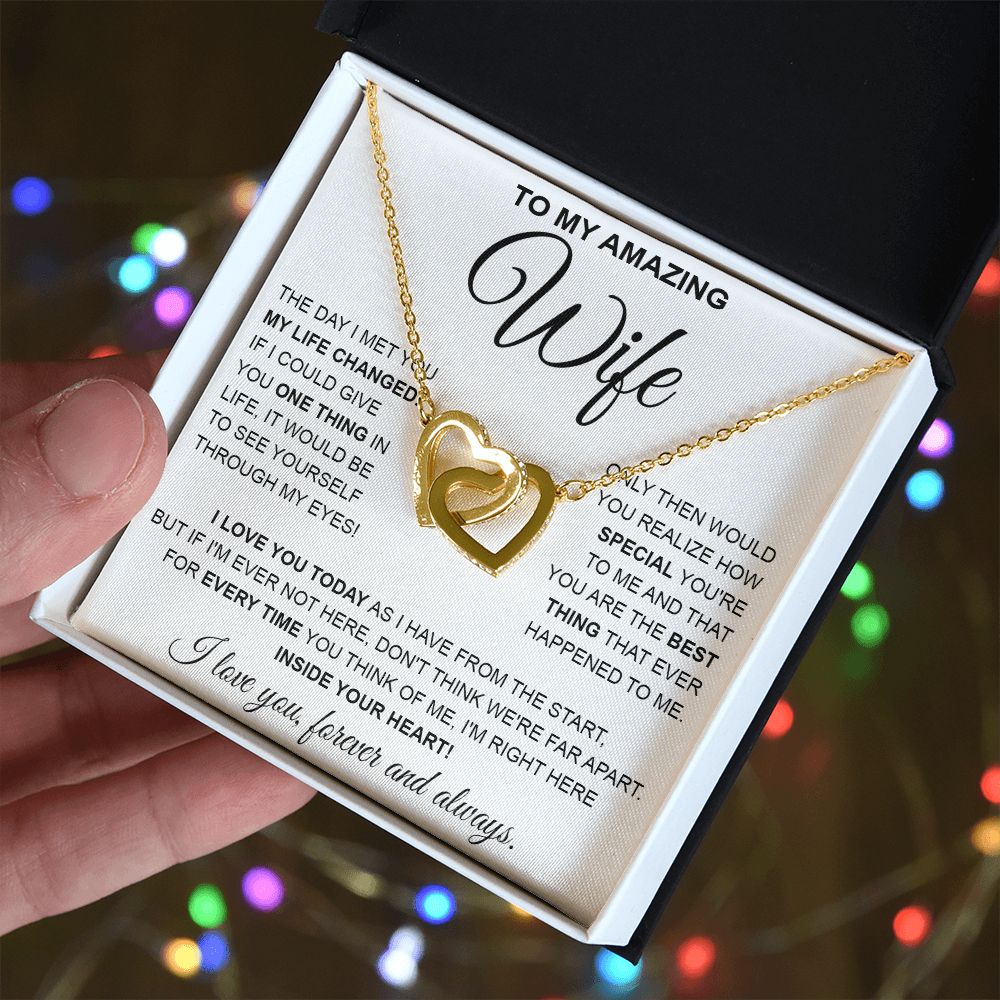 to My Wife Necklace, Soulmate Jewelry for Women, Wife Gifts from Husband , Valentine Necklace for Wife Soulmate Gifts Future Wife Necklace Message Card and Gift Box Styles on Birthday, Wedding, Anniversary, Valentine Interlocking Heart