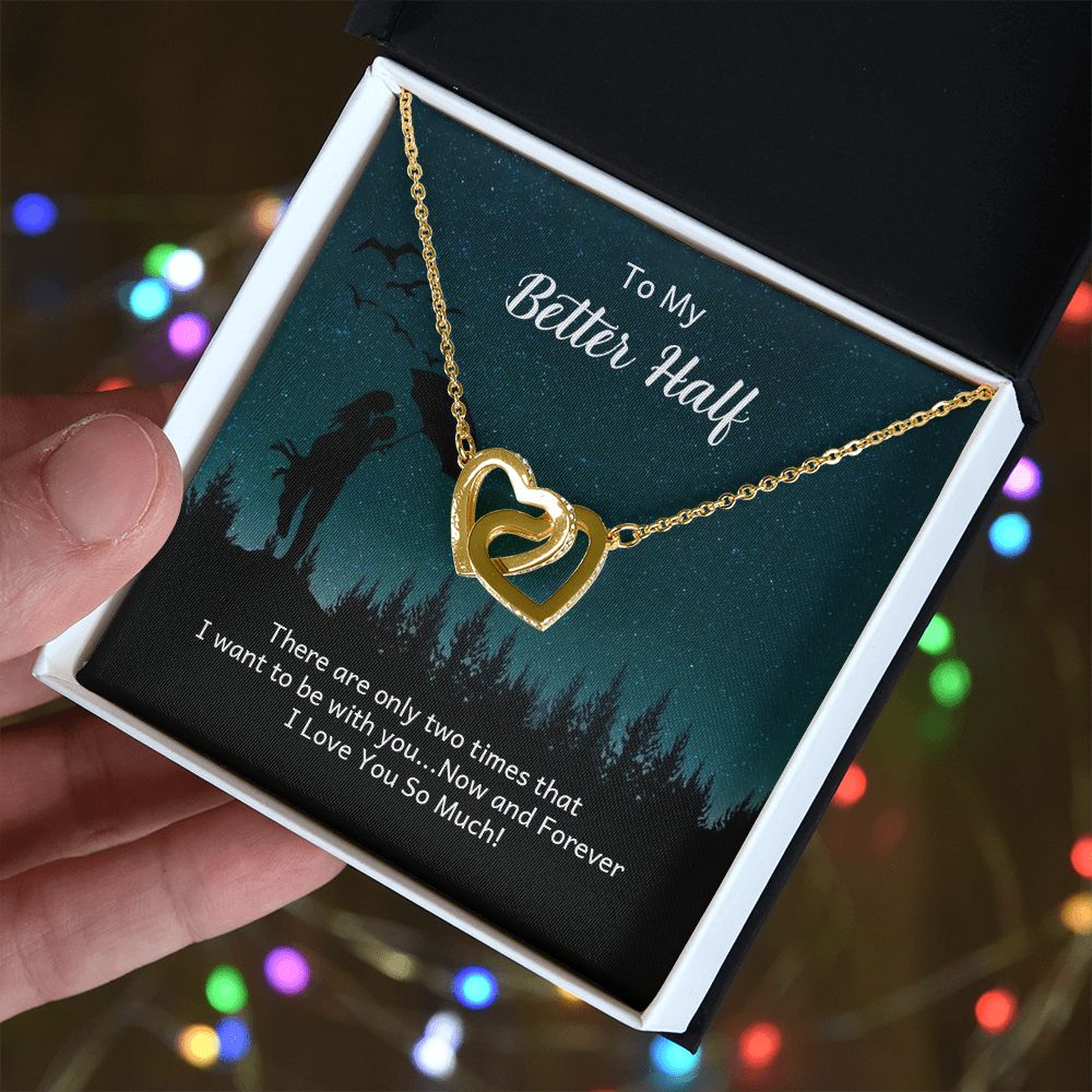 Couples Gifts Necklace To My Better Half Necklace Gifts For My Wife, I Love You, Happy Anniversary My Love, Love Knot Meaningful Necklace Message Card and Gift Box Styles on Birthday, Christmas, Anniversary Interlocking Heart