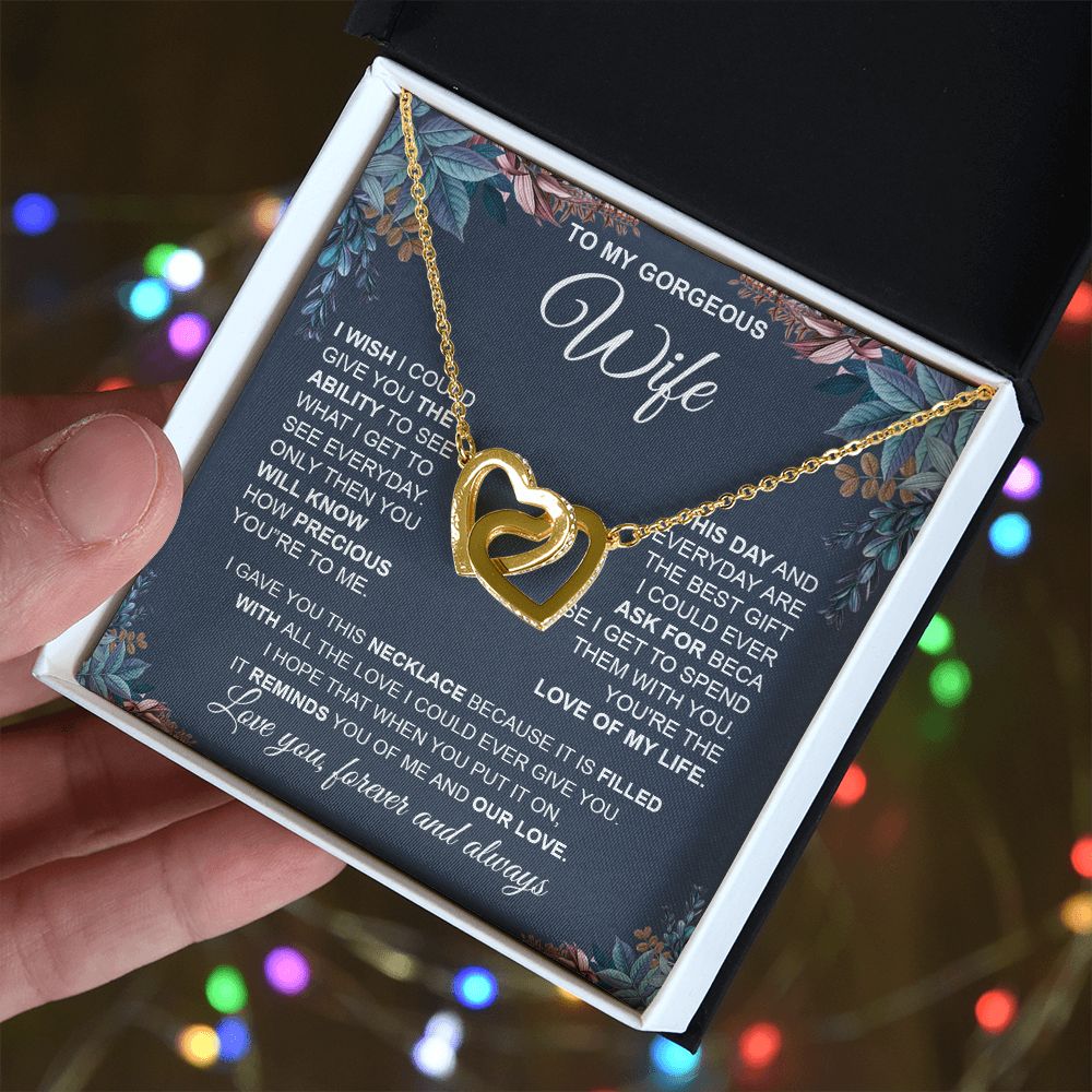 to My Wife Necklace from Husband, Necklaces for Wife from Husband, to My Soulmate Necklace for Women, Soulmate Jewelry for Wife Anniversary Jewelry Gifts for Wife Valentine Gifts from Husband Interlocking Heart