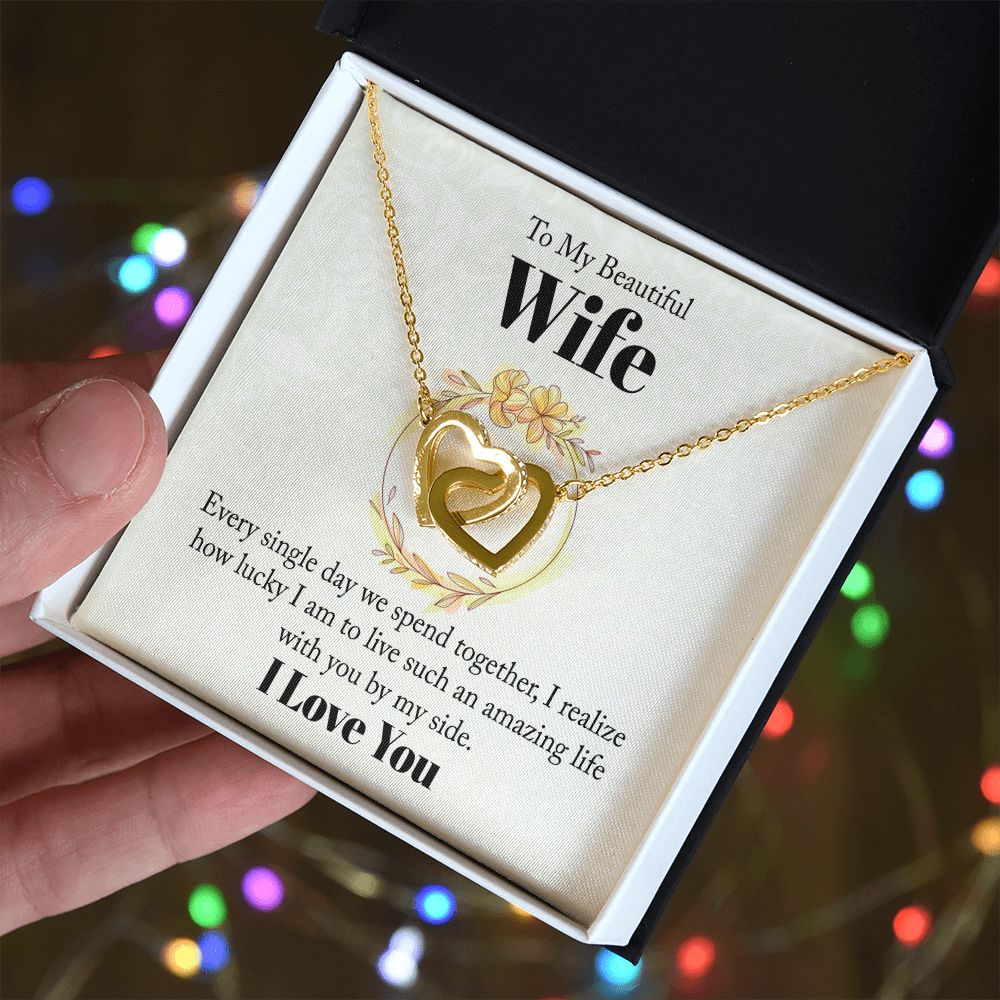 Wife Necklace Gifts From Husband, Wedding Anniversary Jewelry For Wife From Husband, Wife Birthday From Husband, Necklaces For Wife From Husband To My Wife Necklace, Necklace Message Card and Gift Box Styles on Birthday, Christmas, Anniversary  Interlocki