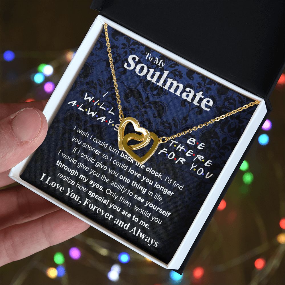 To My Soulmate Necklace To My Future Wife Necklace Gifts, Promise Necklace For Her, Fiance Gifts For Her, Valentine Necklace Gifts For Soulmate From Husband With Message Card Box LED, Soulmate Necklace For Women, To My Wife Necklace Interlocking Heart