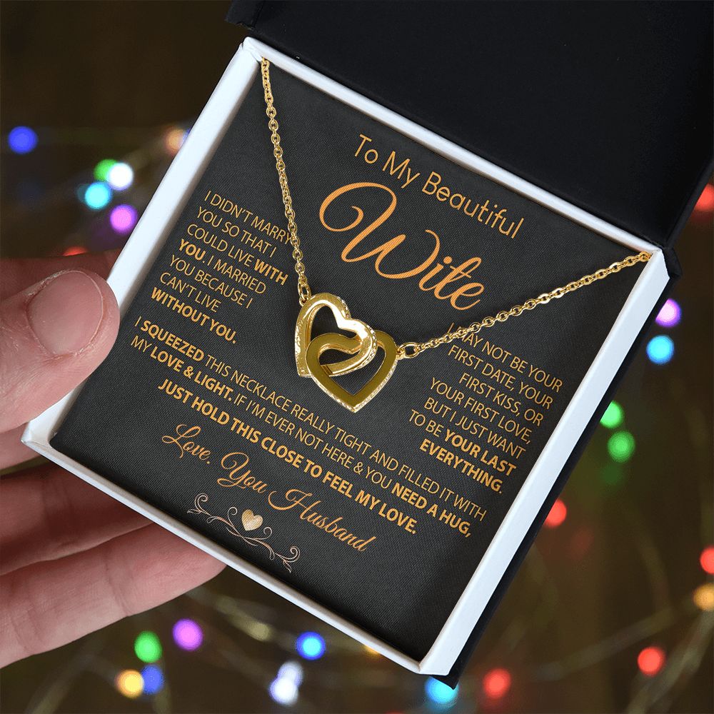 My Beautiful Soulmate Necklace Future Wife Gifts, Promise Necklace For Her, Fiance Gifts For Her, Valentine Gifts For Future Wife With Message Card Box LED, Soulmate Necklace For Women, To My Wife Necklace Interlocking Heart