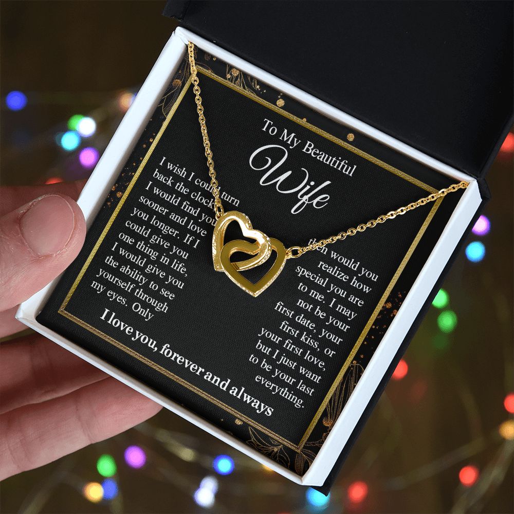 To My Beautiful Soulmate Necklace Gift For Her, Wife Gifts From Husband, Anniversary Gifts For Wife From Husband To My Wife Necklace Message Card and Necklace Gift Box Gift Box Styles on Birthday, Wedding, Anniversary, Valentine Interlocking Heart