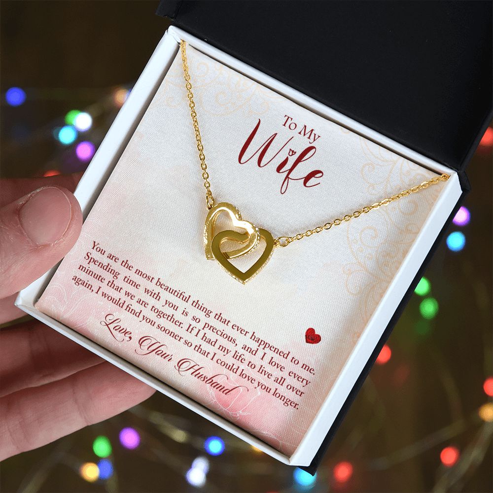 Couples Gifts,My Wife Girlfriend Necklace Gifts From Husband, Wedding Anniversary Jewelry For Wife From Husband, Wife Birthday From Husband, To My Beautiful Wife Girlfriend Message Card and Gift Box styles On Birthday, Christmas, Anniversary  Interlocking