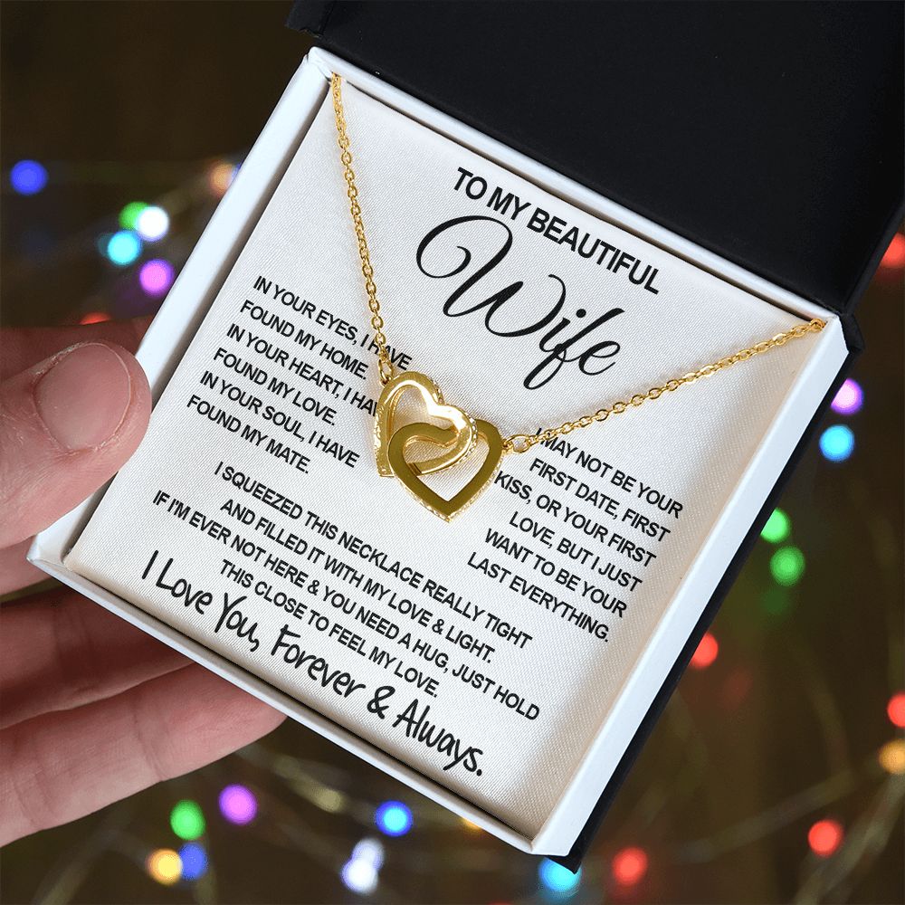 To My Beautiful Wife Necklace, Soulmate Jewelry For Women, Wife Necklace From Husband, Soulmate Birthday Gifts Necklace For Wife, Soulmate Gifts For Her, To My Future Wife Necklace Soulmate Interlocking Heart