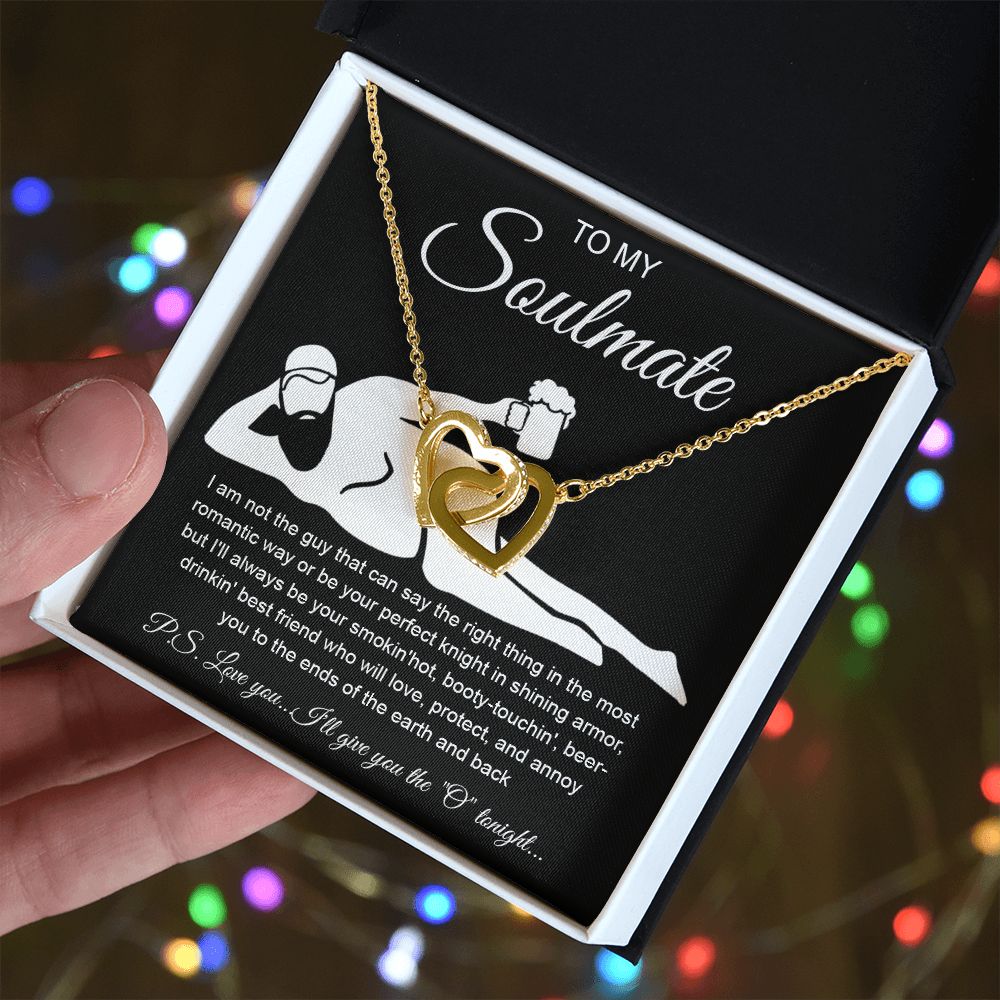 To My Soulmate Necklace For Women, Funny Gifts For Girlfriend,Valentine Christmas Presents For Girlfriend, Best Birthday Meaningful Gift Ideas For Wife, Women Romantic Jewelry For Her Anniversary Message Card and Gift Box Styles Interlocking Heart