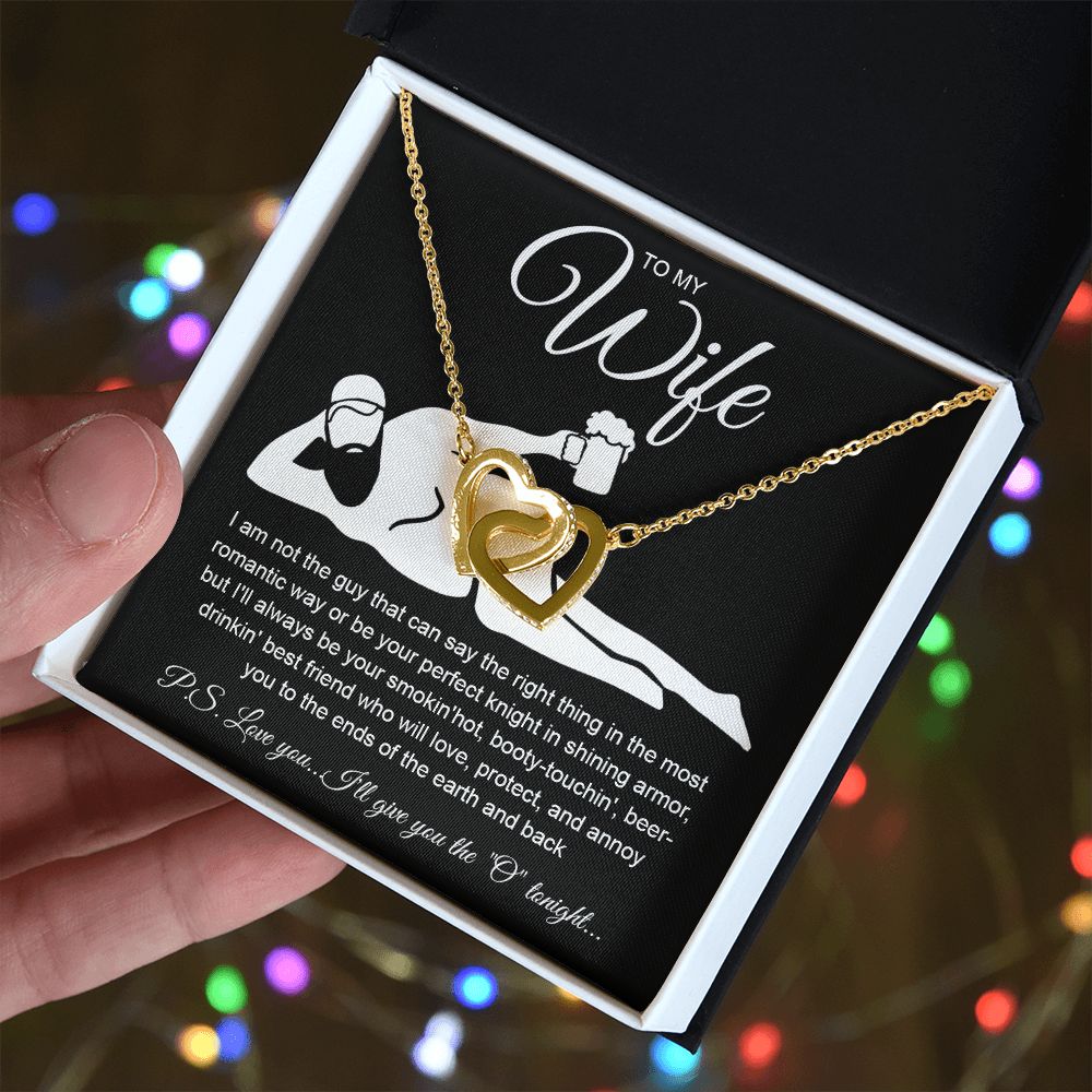 To My Wife Necklace For Women, Funny Gifts For Girlfriend,Valentine Christmas Presents For Girlfriend, Best Birthday Meaningful Gift Ideas For Wife, Women Romantic Jewelry For Her Anniversary Message Card and Gift Box Styles Interlocking Heart