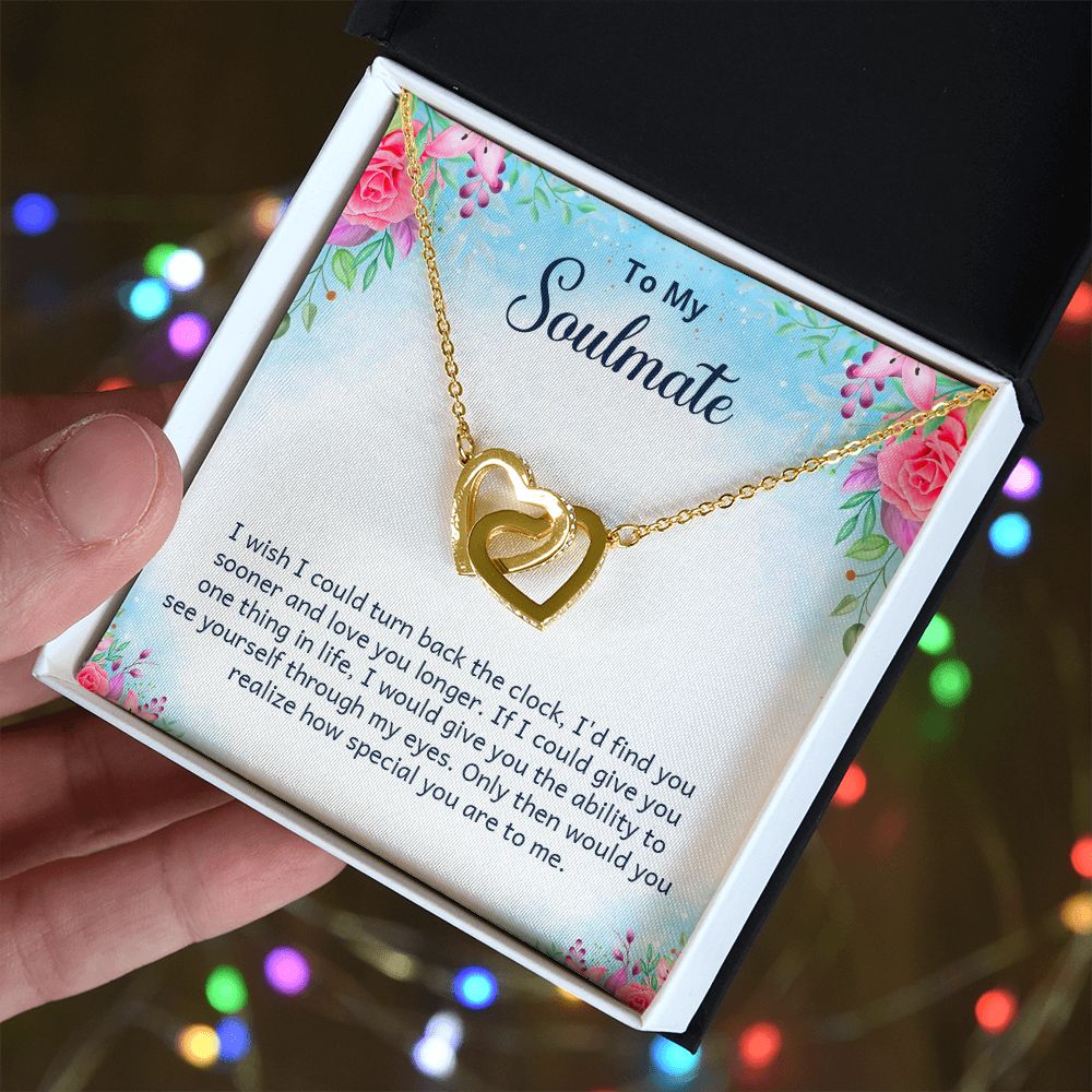 Couples Gifts Necklace To My Soulmate Necklace Gifts For My Wife, Love Knot Meaningful Necklace Message Card and Gift Box Styles on Birthday, Christmas, Anniversary Interlocking Heart