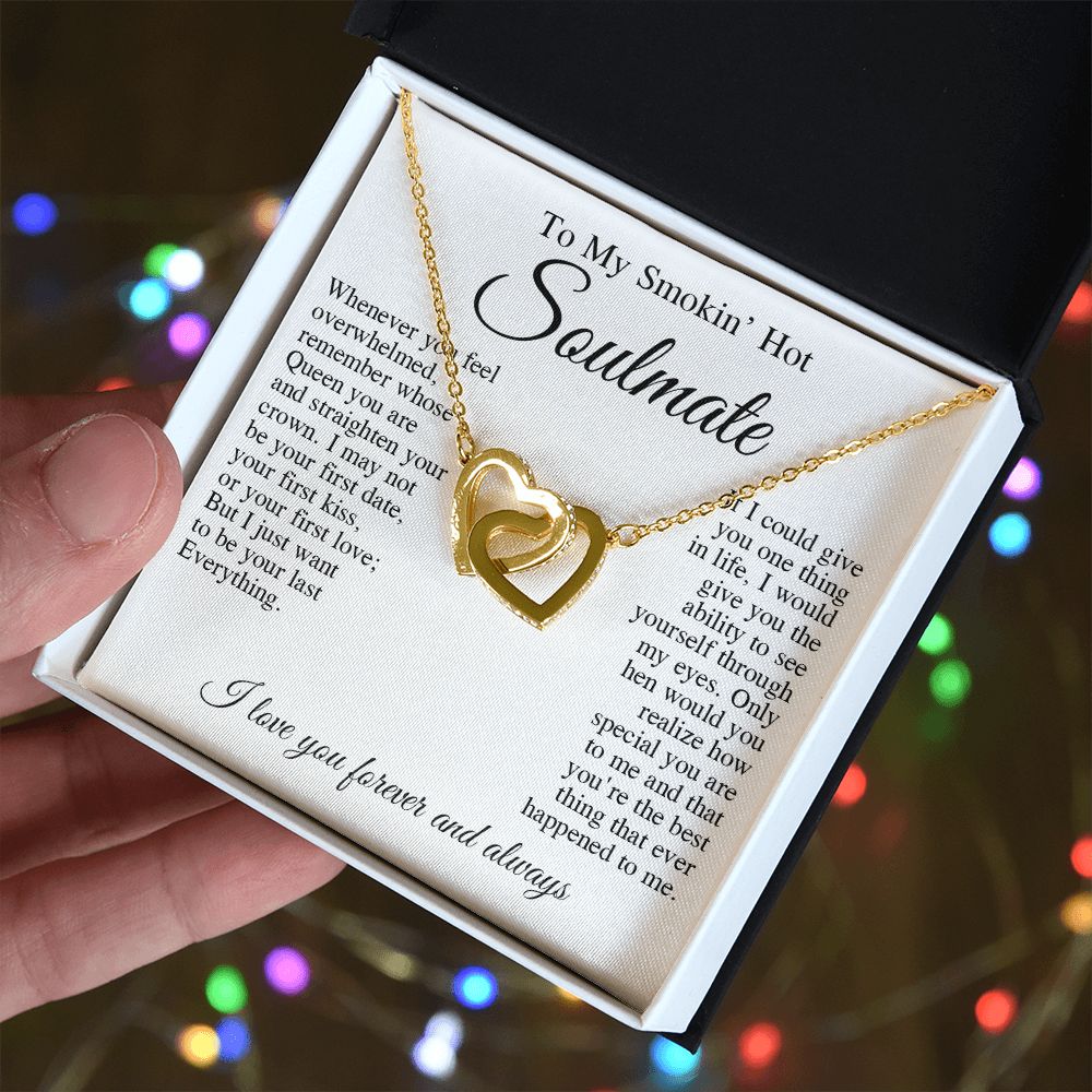 To My Smokin Hot Wife Necklace, Wedding Anniversary Jewelry for Women, Anniversary Gifts For Wife From Husband To My Wife Necklace Message Card and Necklace Gift Box Gift Box Styles on Birthday, Wedding, Anniversary, Valentine Interlocking Heart