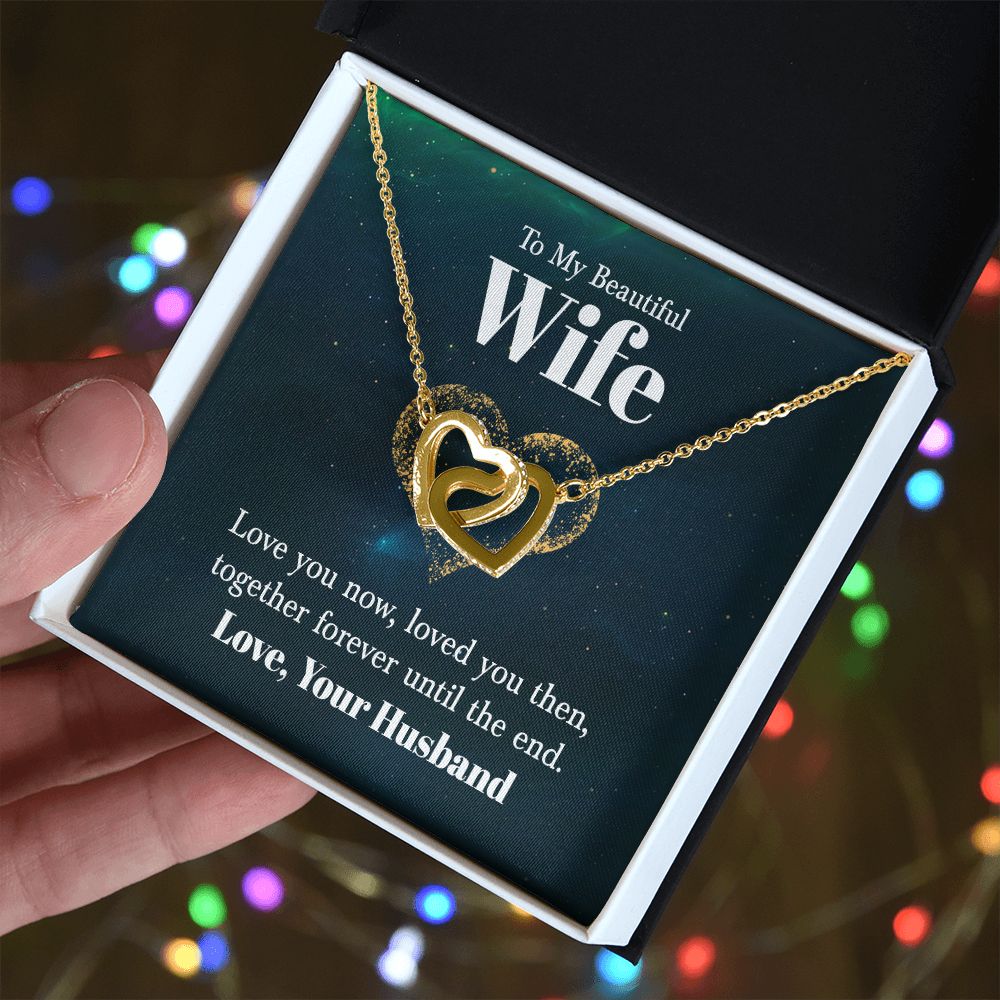 Wife Necklace Gifts From Husband, Wedding Anniversary For Wife From Husband, Wife Birthday From Husband, Necklaces For Wife From Husband, Love Knot Meaningful Necklace Message Card and Gift Box Styles on Birthday, Christmas, Anniversary  Interlocking Hear