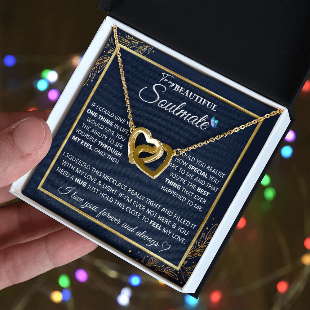 Couples Gifts, To My Dear Wife Necklace Gifts From Husband, Wedding For Wife From Husband, Wife Birthday From Husband, To My Beautiful Wife, Necklace Custom Name Message Card and Gift Box Styles on Birthday, Christmas, Wedding, Anniversary Interlocking He