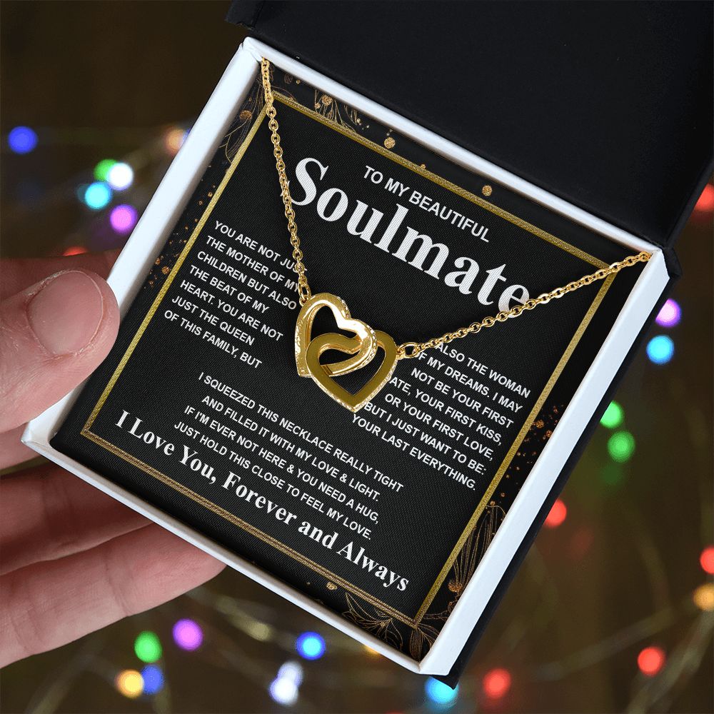 Gifts For Soulmate Birthday Gifts From Husband Necklace Valentines Days, Necklace for Future Soulmate, Valentine Wedding Jewelry for Wife Necklace Gifts from Husband - Soulmate Gift Necklace with Message Card and Gift Box Interlocking Heart