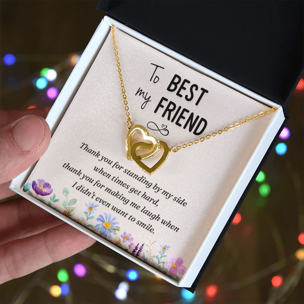 To My Best Friend On Her Wedding Day Necklace, Soul Sisters Necklace, BFF Necklace, Best Friend Gift Jewelry, Long Distance, Friends, Meaningful Necklace Message Card and Gift Box Styles on Birthday, Christmas, Anniversary  Interlocking Heart