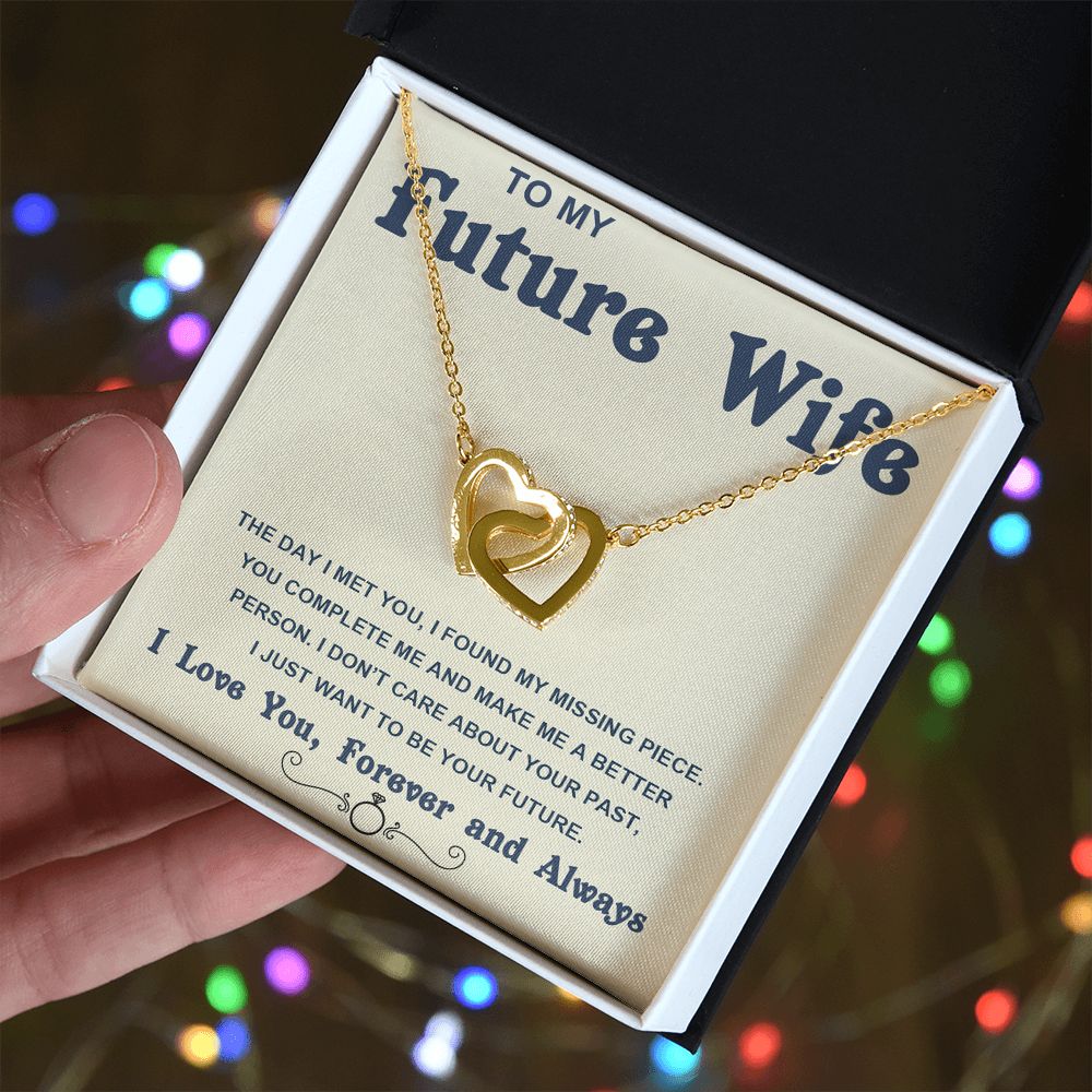Soulmate Necklace For Women, Soulmate Gifts For Her, Future Wife Necklace, Necklaces For Girlfriend, To My Wife Necklace, Wife Necklace From Husband, Necklace Message Card and Gift Box Styles on Birthday, Christmas, Valentine Interlocking Heart