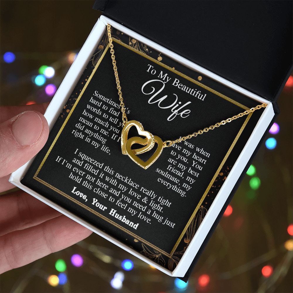 Wife Necklace from Husband, Valentine Romantic Gift for Wife from Husband to My Wife Necklaces for Wife Anniversary Gifts, Wife Jewelry Necklace Message Card and Necklace Gift Box Gift Box Styles on Birthday, Wedding, Anniversary, Valentine Interlocking H