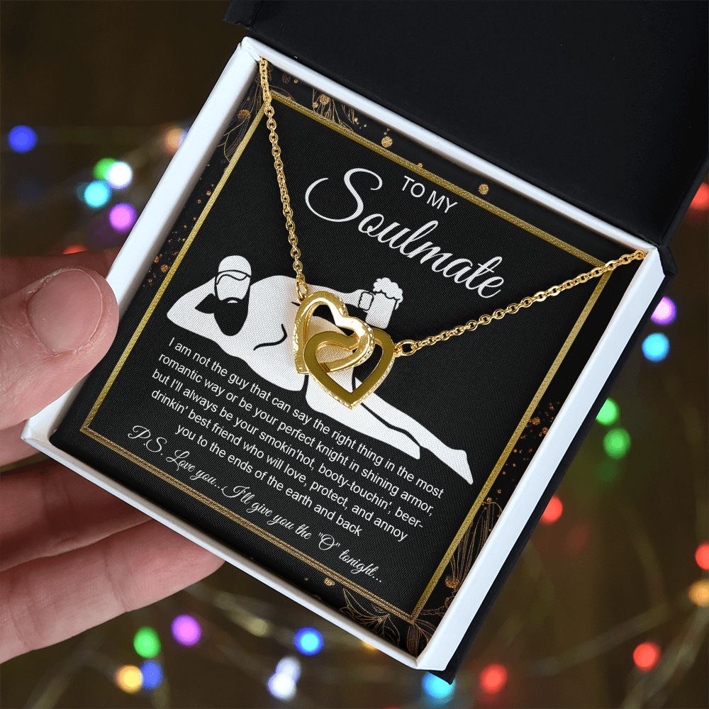 To My Soulmate Necklace For Women, Funny Gifts For Girlfriend,Valentine Christmas Presents For Girlfriend, Best Birthday Meaningful Gift Ideas For Wife, Women Romantic Jewelry For Her Wedding Message Card and Gift Box Styles Interlocking Heart
