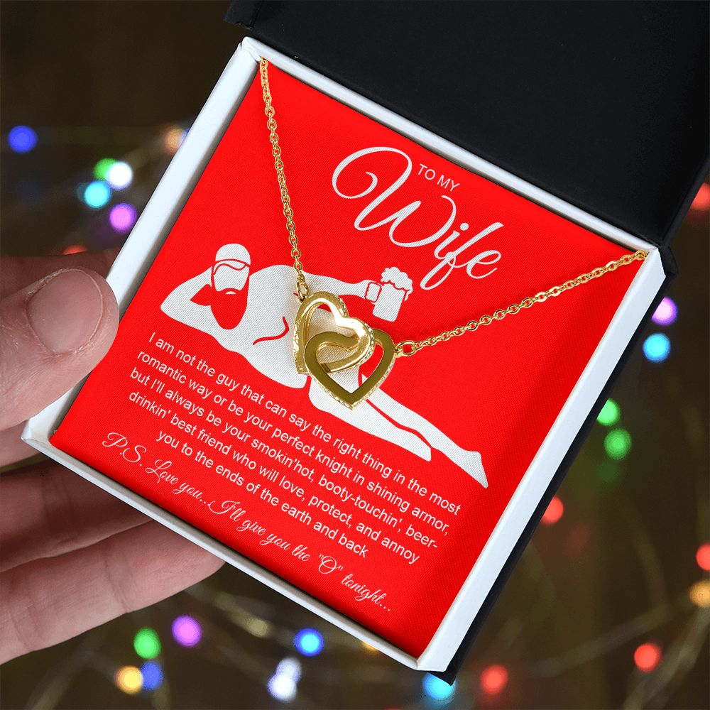 To My Wife Necklace For Women, Funny Gifts For Girlfriend,Valentine Presents For Girlfriend, Best Birthday Meaningful Gift Ideas For Wife, Women Romantic Jewelry For Her Anniversary Message Card and Gift Box Styles  Interlocking Heart