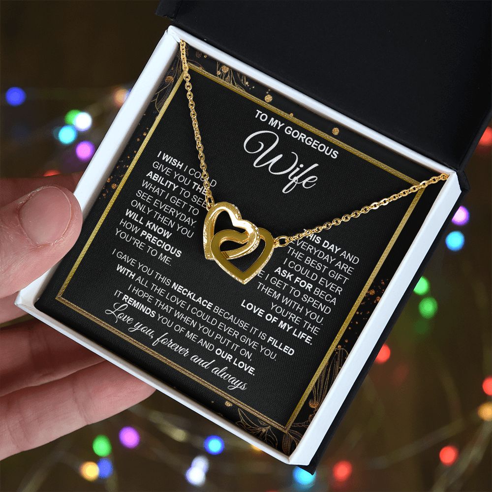 to My Wife Necklace from Husband, Necklaces for Wife from Husband, to My Soulmate Necklace for Women, Soulmate Jewelry for Wife Wedding Jewelry Gifts for Wife Valentine Gifts from Husband Interlocking Heart